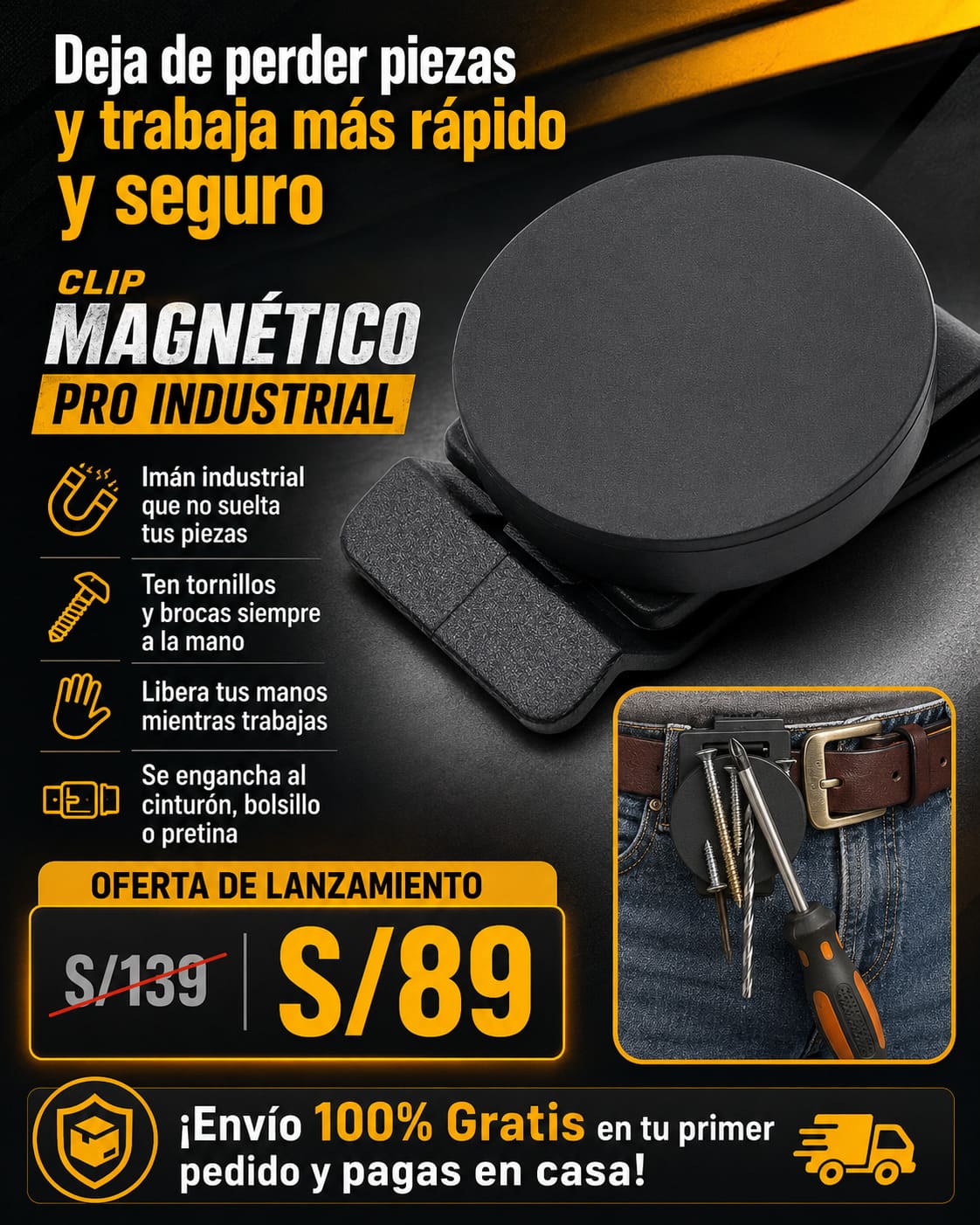⚡️PORTAHERRAMIENTA MAGNÉTICO INDUSTRIAL PARA CINTURÓN 🧲🛠️🔩