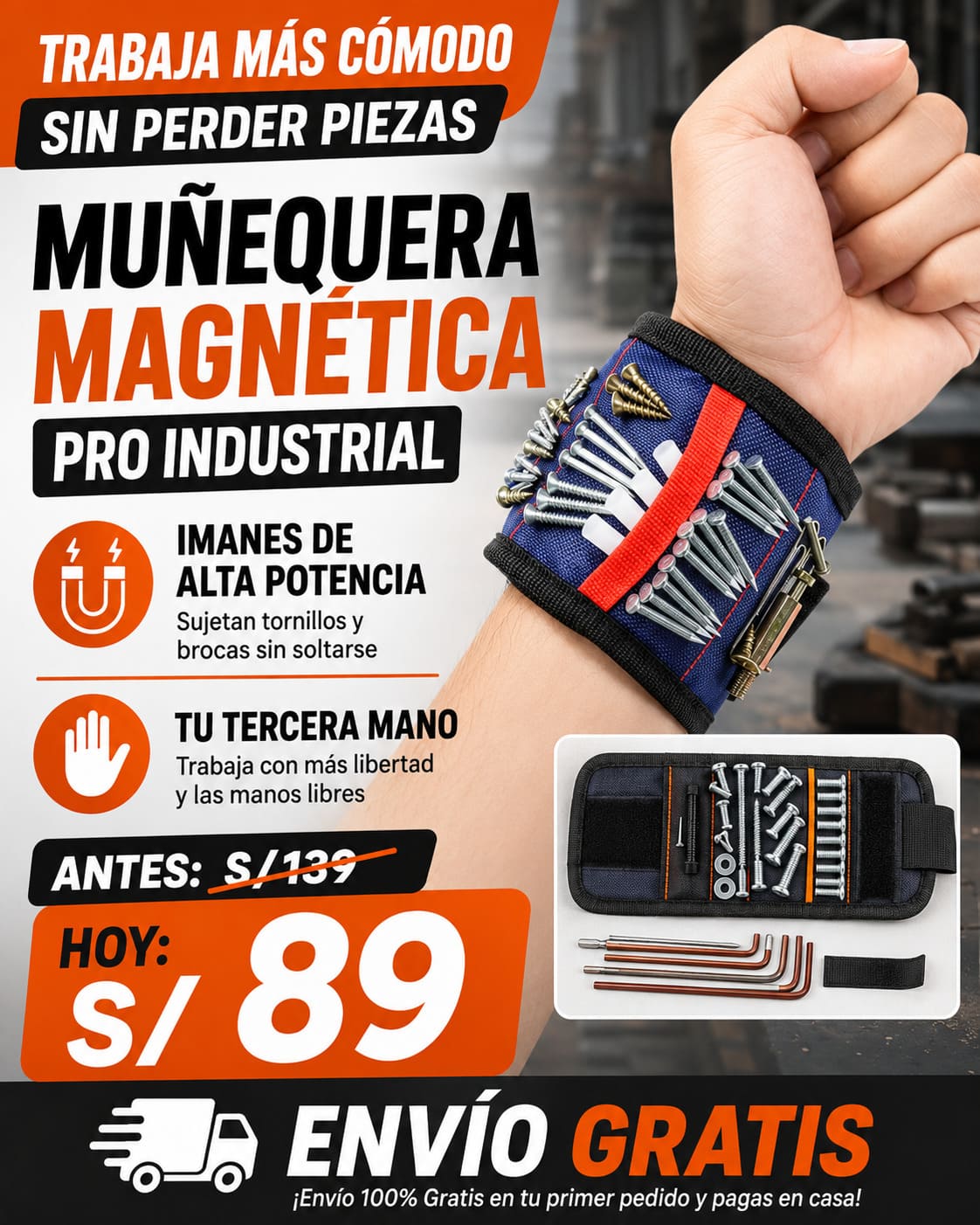 Muñequera Magnética Pro Industrial